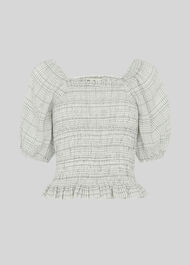 Louise Check Smocked Top White/Multi