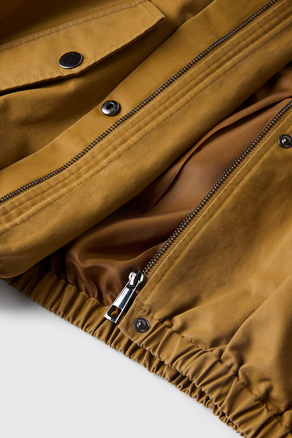 Neutral Wax Coated Bomber Jacket