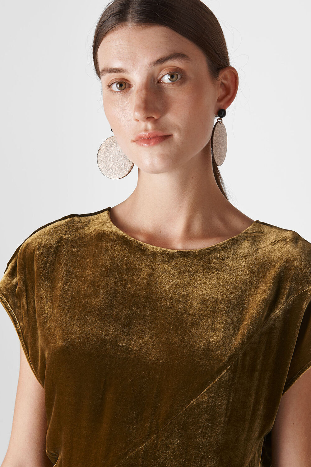 Mina Silk Mix Velvet Dress Gold