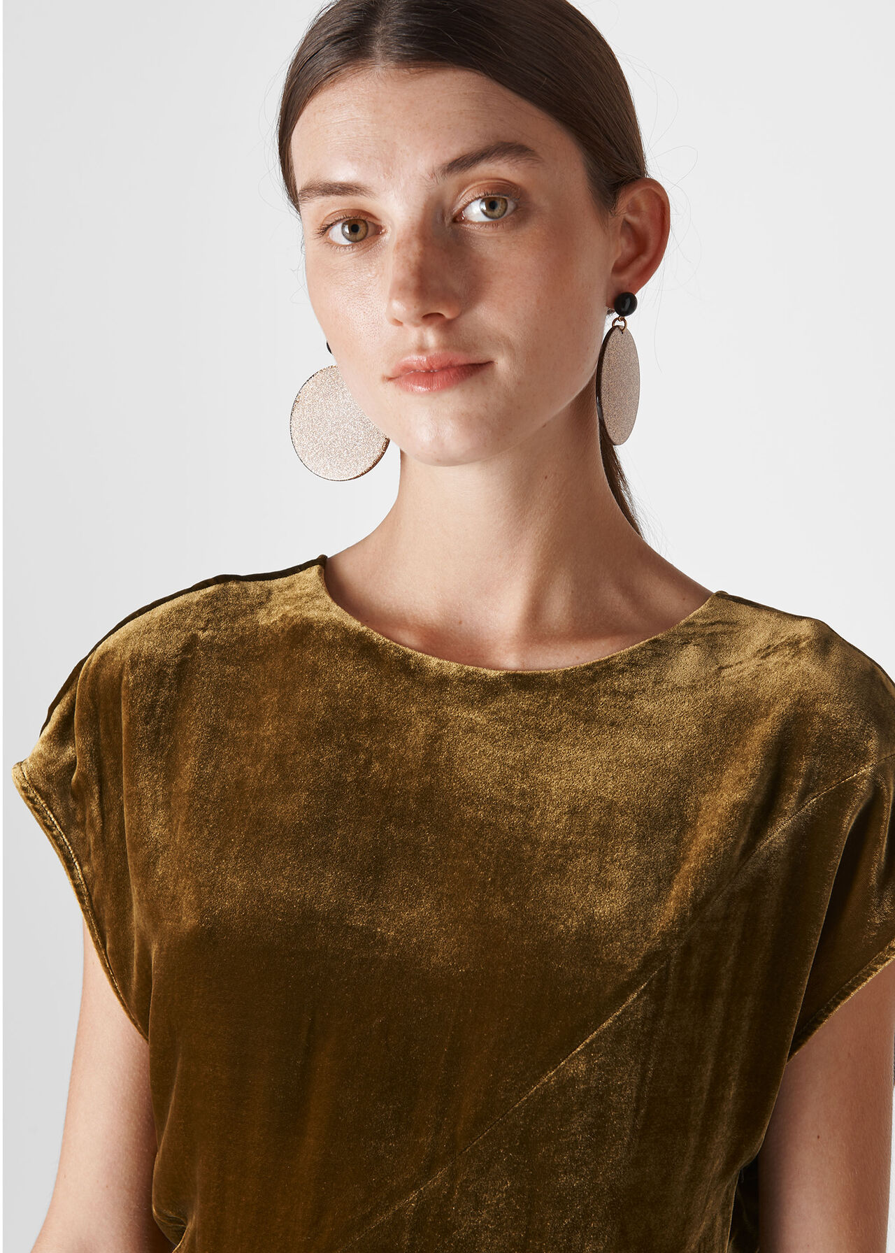 Mina Silk Mix Velvet Dress Gold