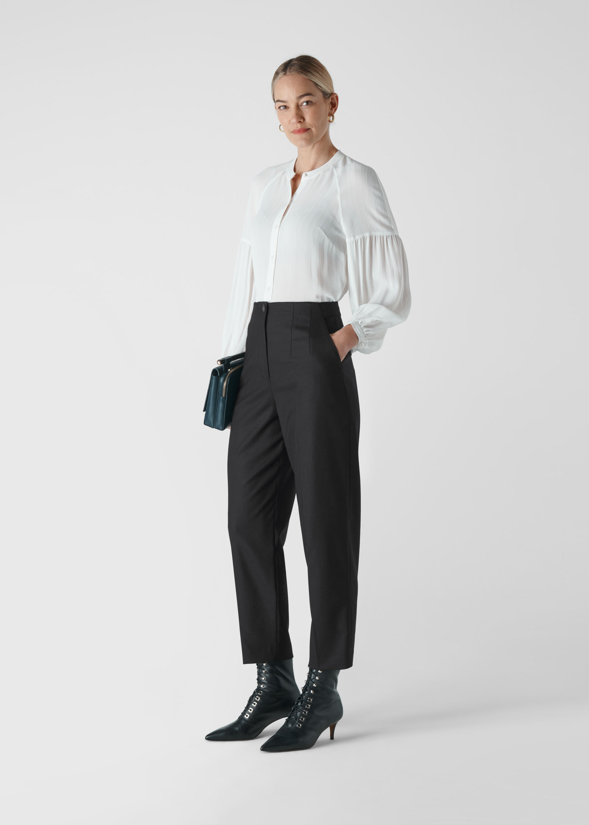 Yasmin Devonport Black Tailored Trousers  In The Style