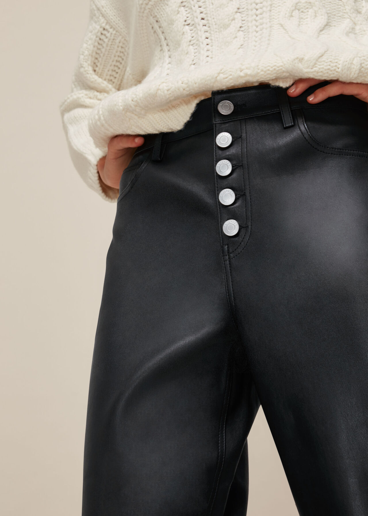 Hollie Leather Button Trouser