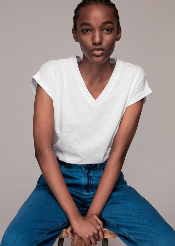 Willa V-Neck Cap Sleeve Tee