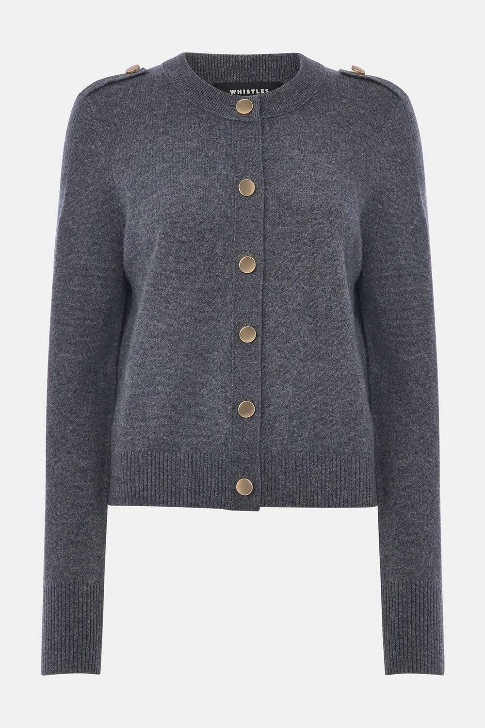 Dark Grey Military Crew Neck Cardigan