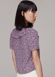 Flower Stamp Frill Blouse