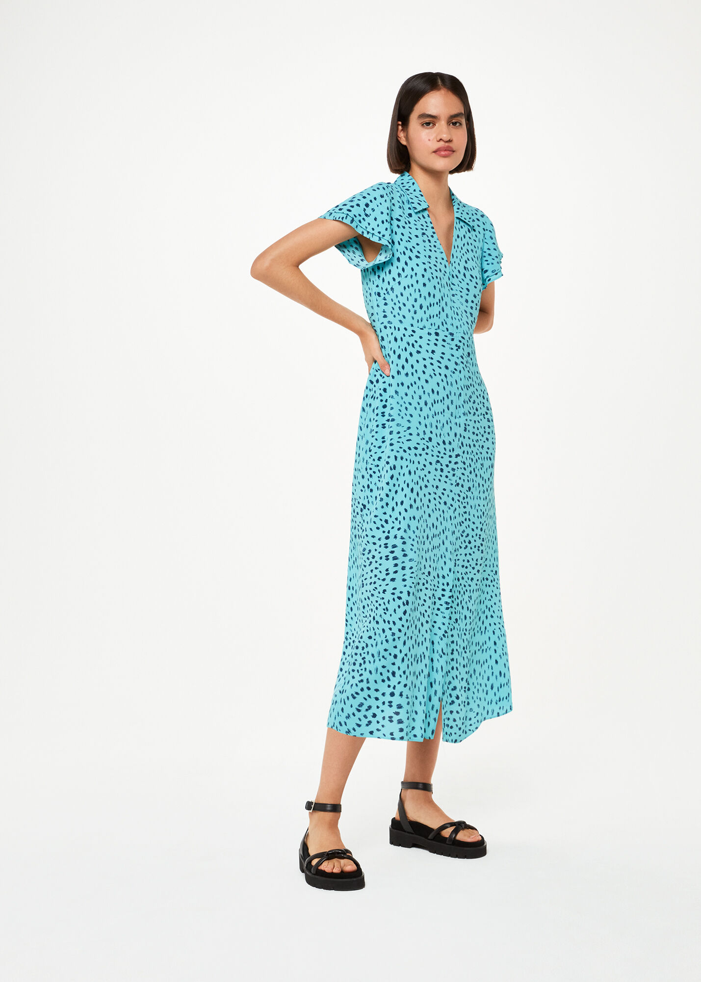 Whistles blue deals polka dot dress