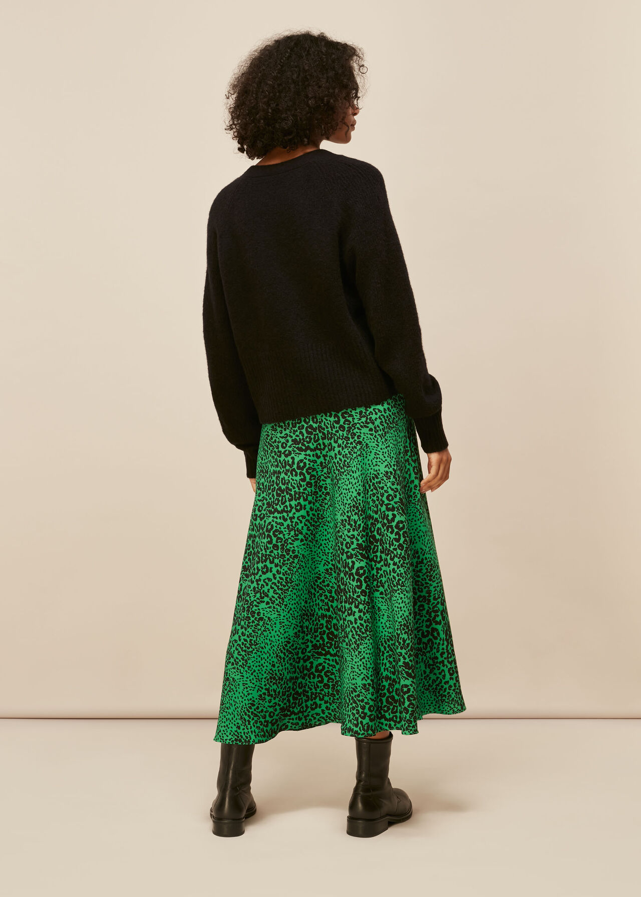 Speckled Animal Bias Cut Skirt