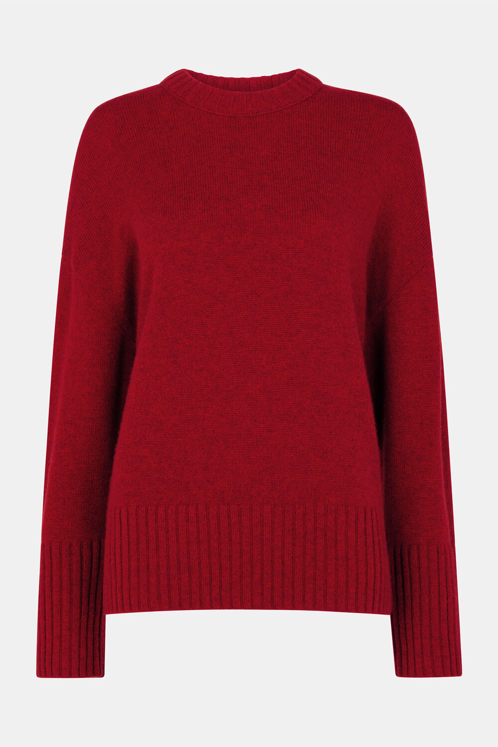 Dark Red Heavy Cashmere Crew Neck Knit