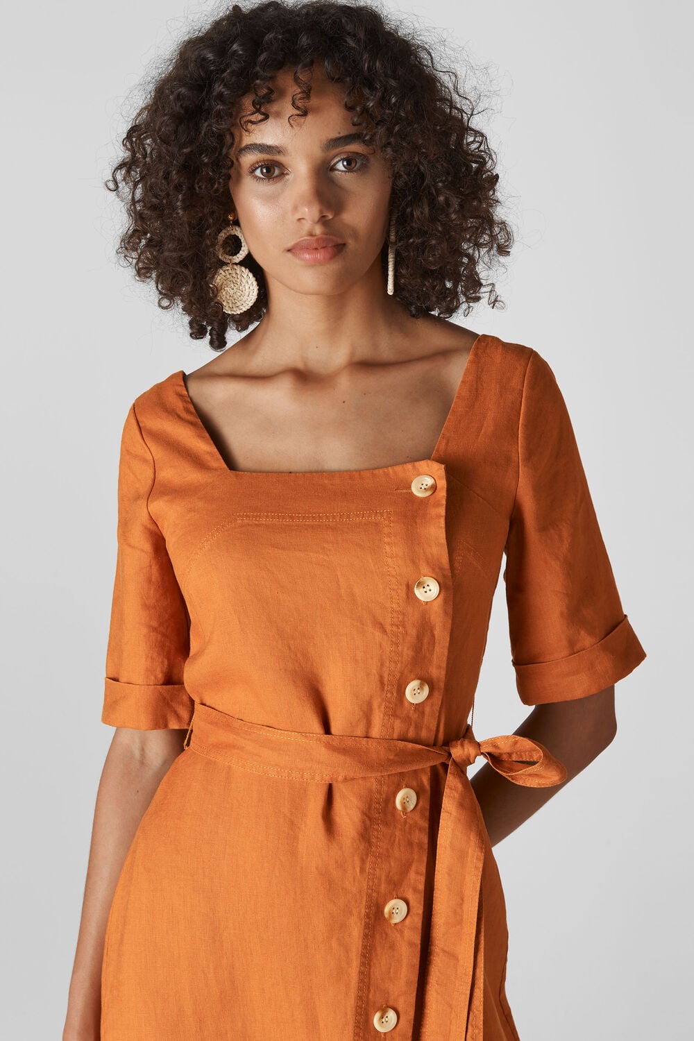 Ambika Linen Dress Rust