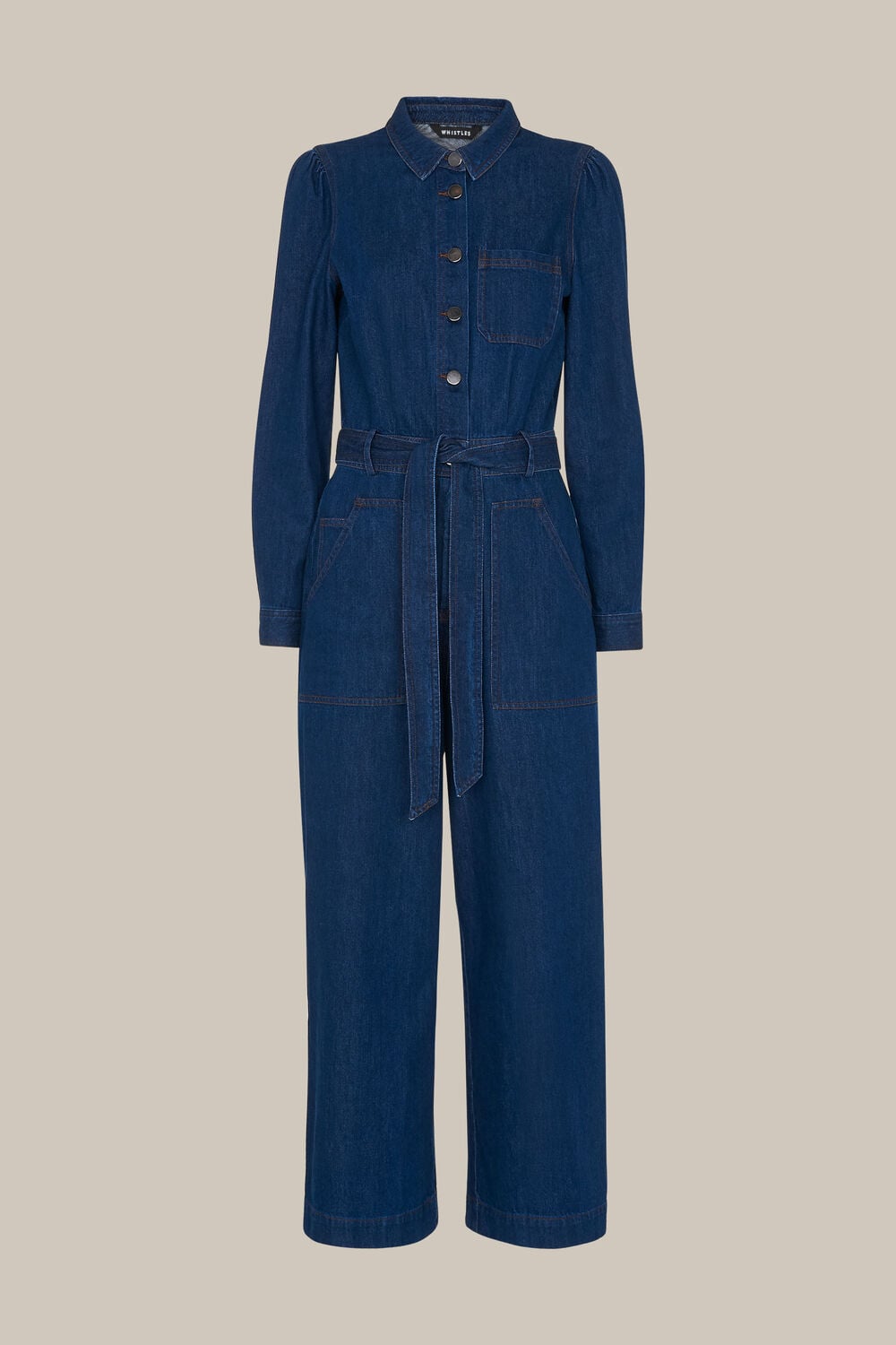 Denim Belted Jumpsuit