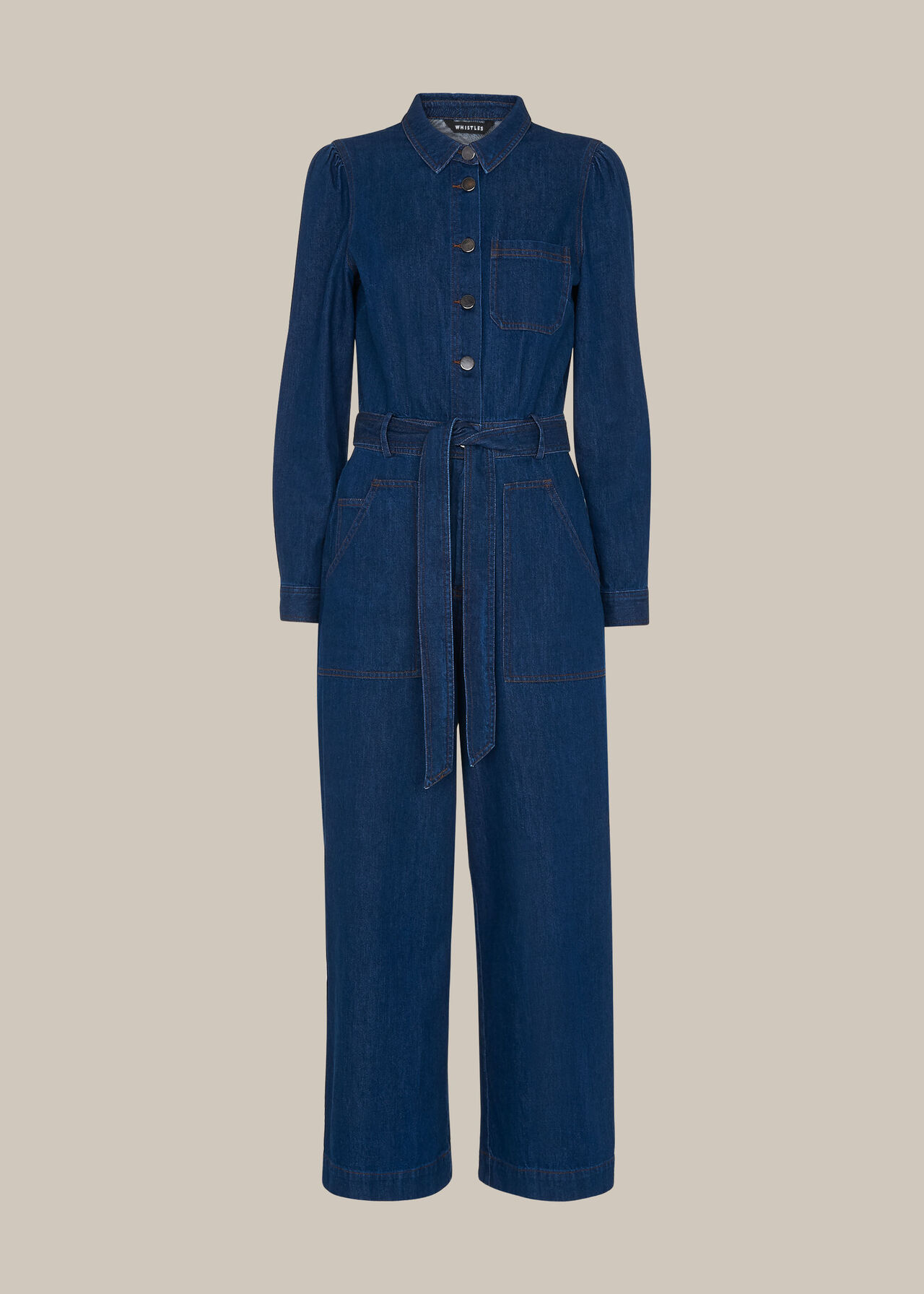 Denim Belted Jumpsuit