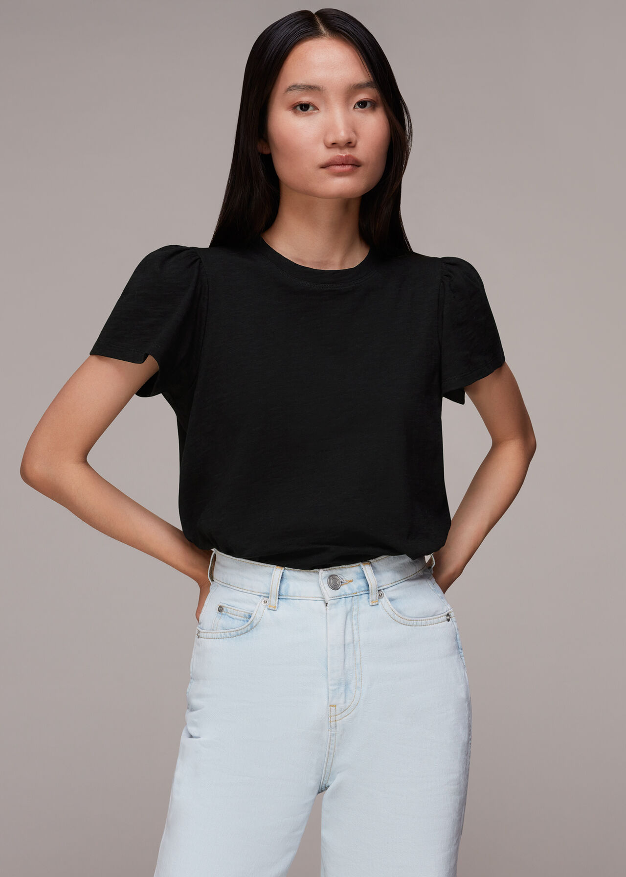 Cotton Frill Sleeve T Shirt