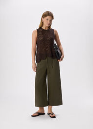 Elasticated Linen Crop Trouser