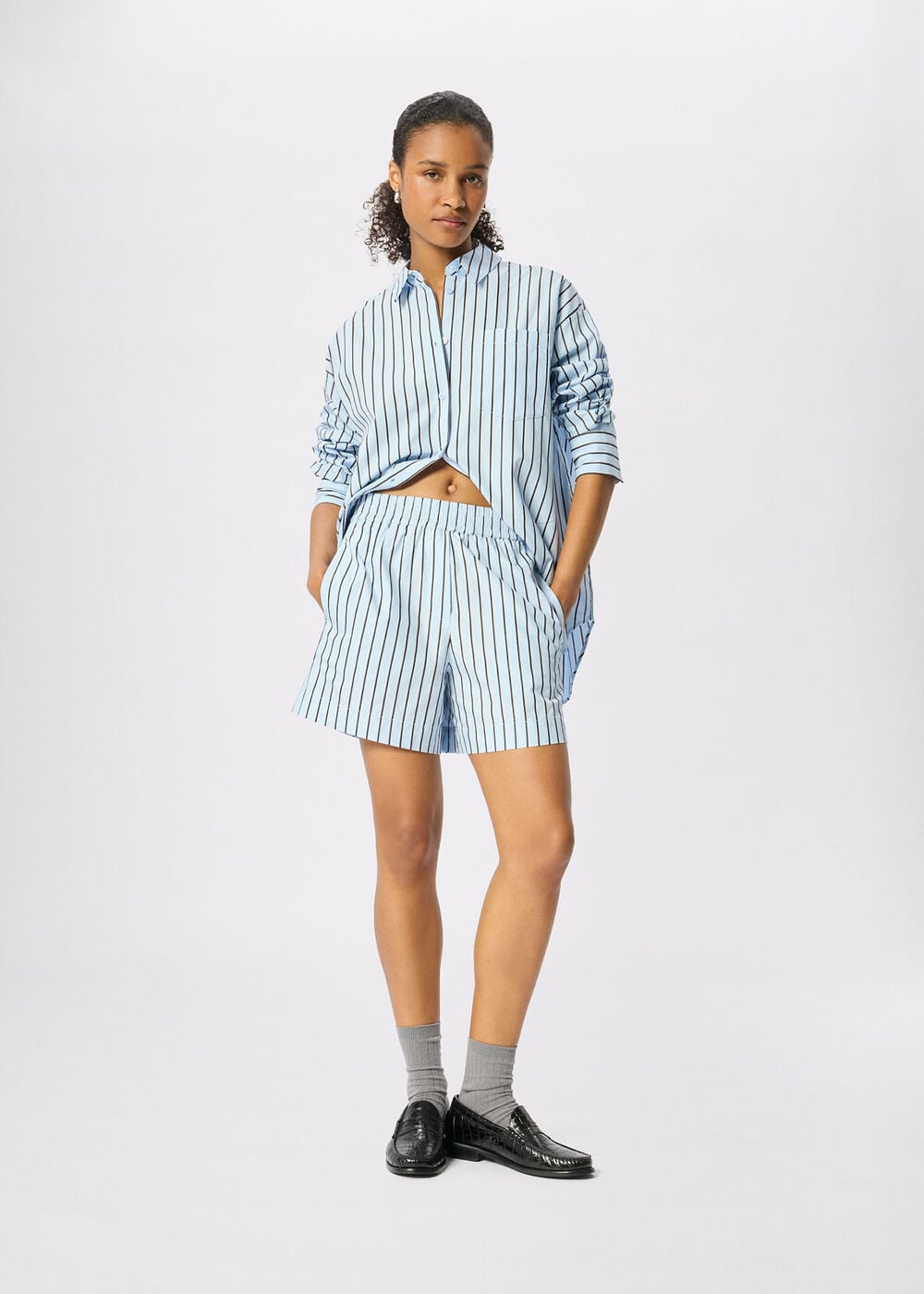 Cotton Poplin Stripe Short
