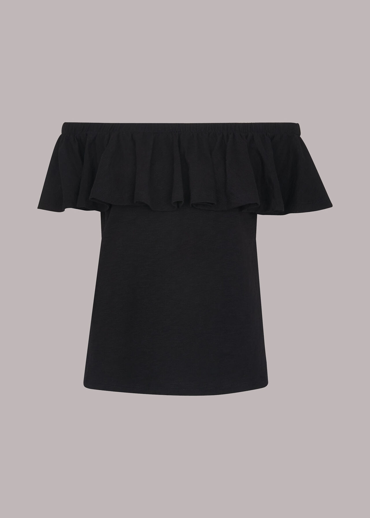 Black Frill Neck Bardot Top | WHISTLES | Whistles UK