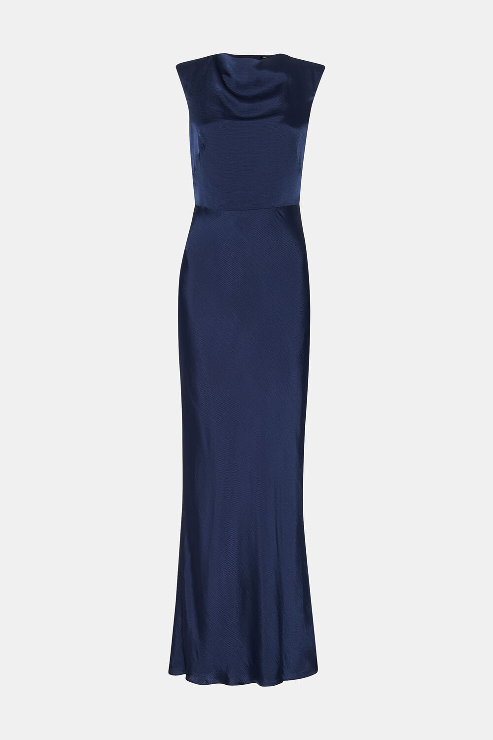 Navy Cowl Neck Satin Maxi Dress
