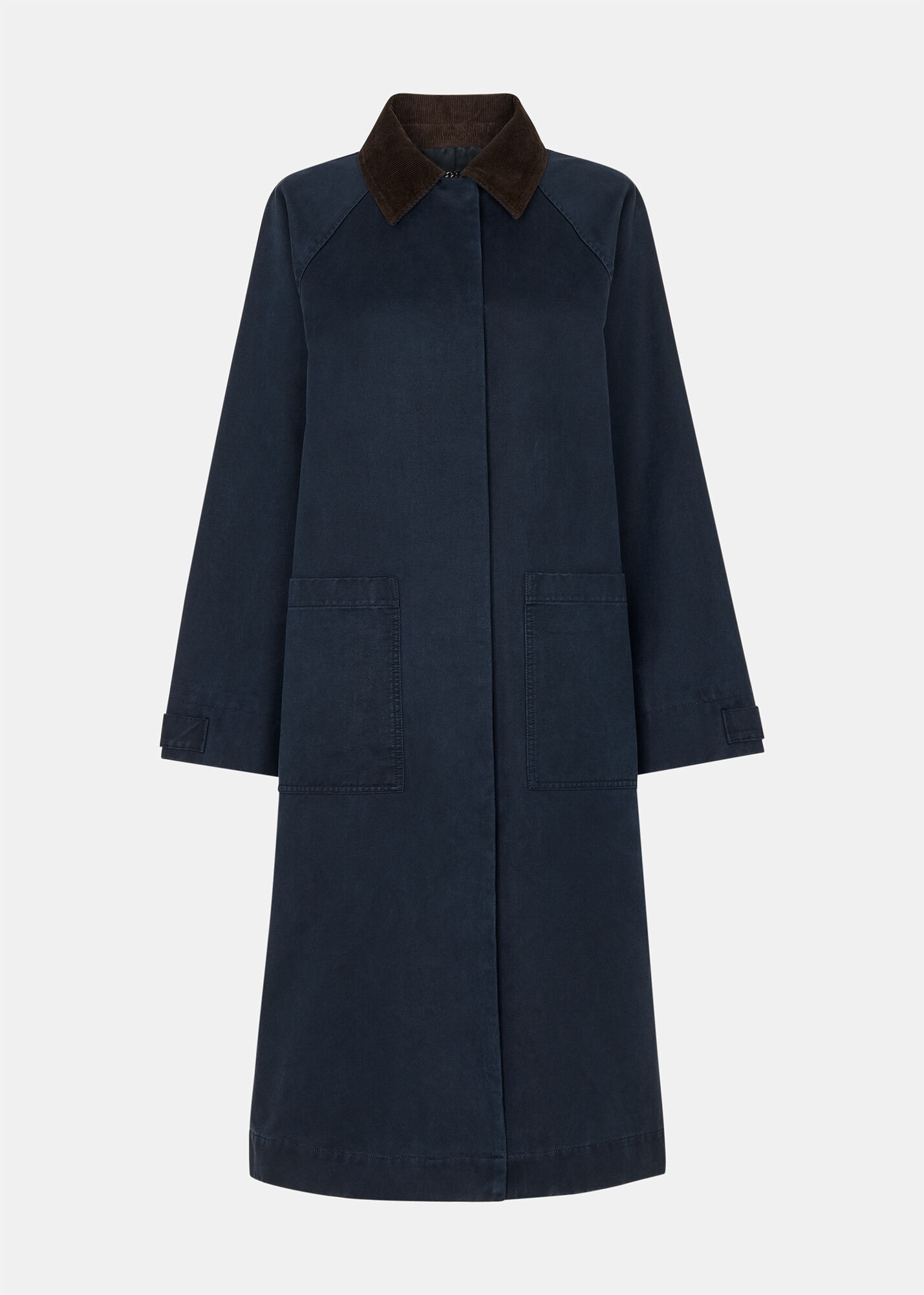 Navy Gabriella Waxed Overcoat | WHISTLES | Whistles US |