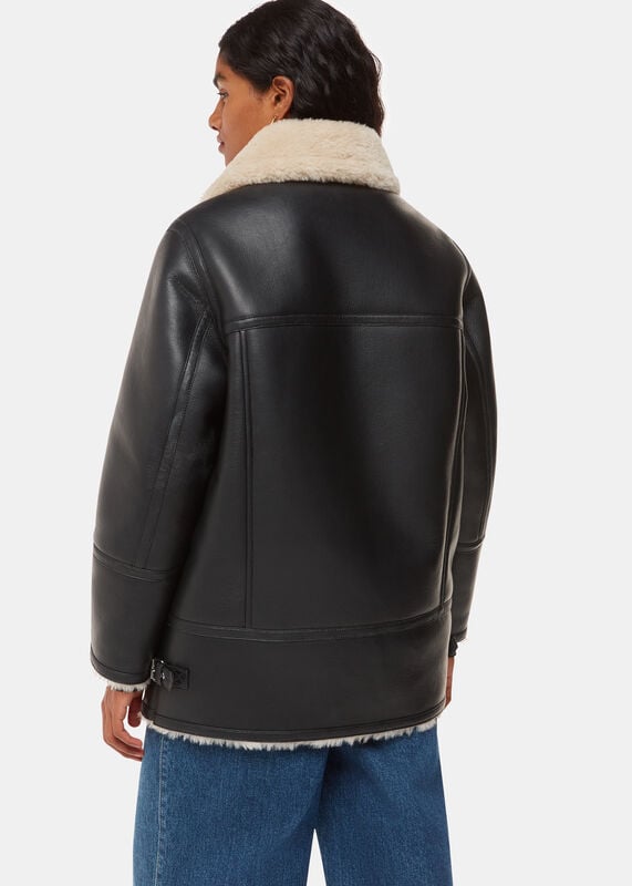 Black Petite Faux Fur Aviator