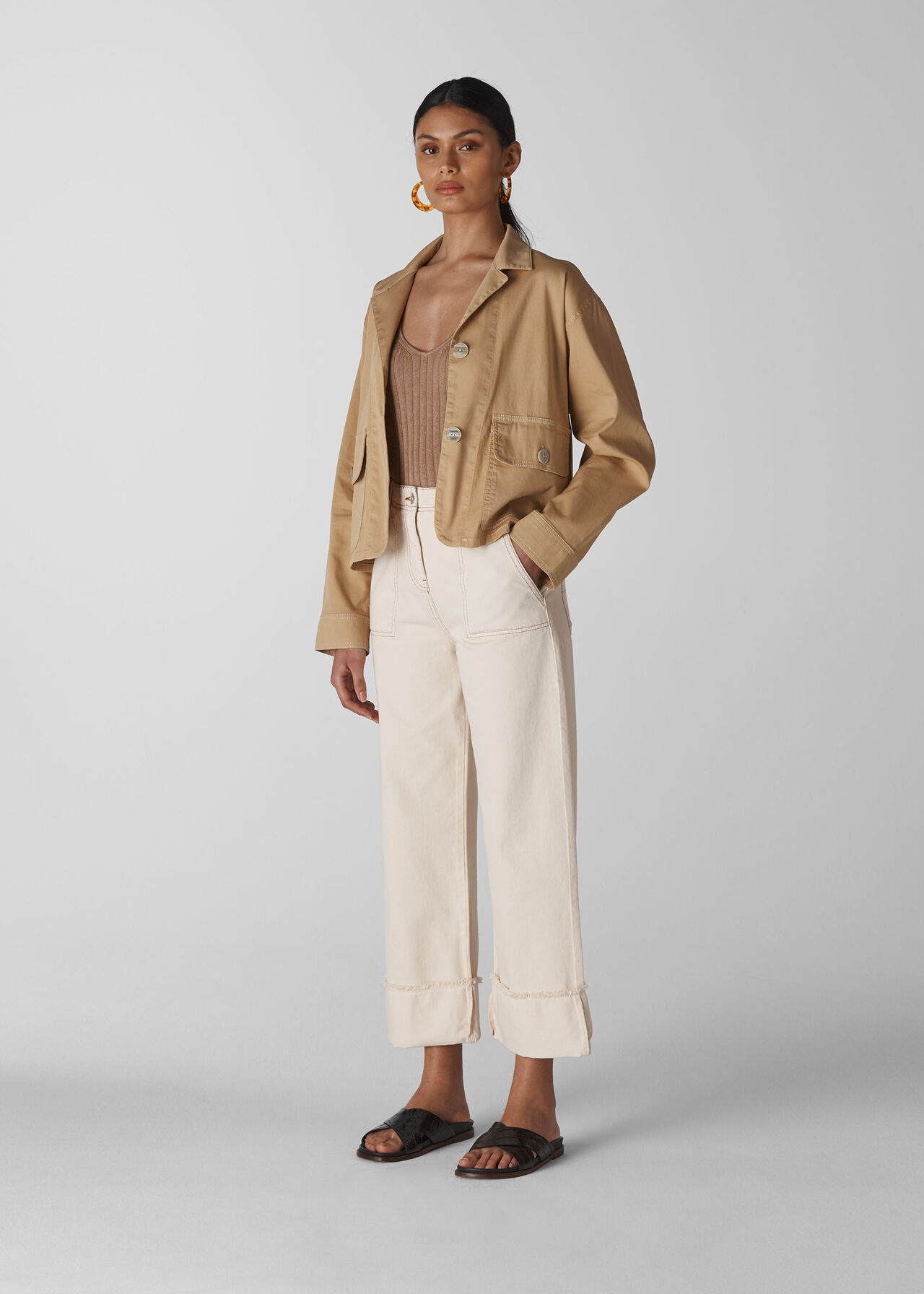 Utility Cropped Jacket Neutral