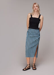 Gingham Ruched Front Skirt