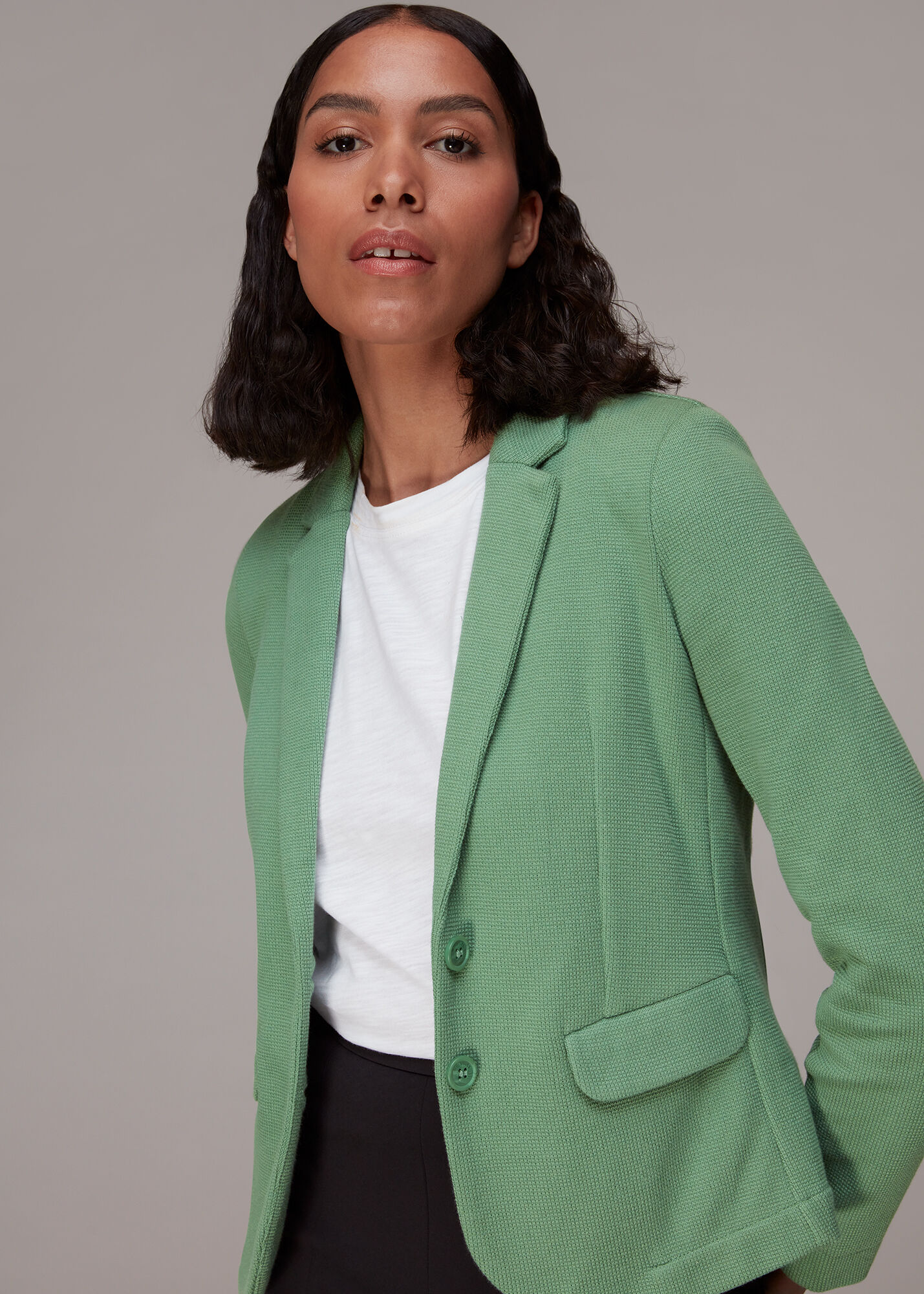 Green Slim Fit Jersey Jacket WHISTLES Whistles UK