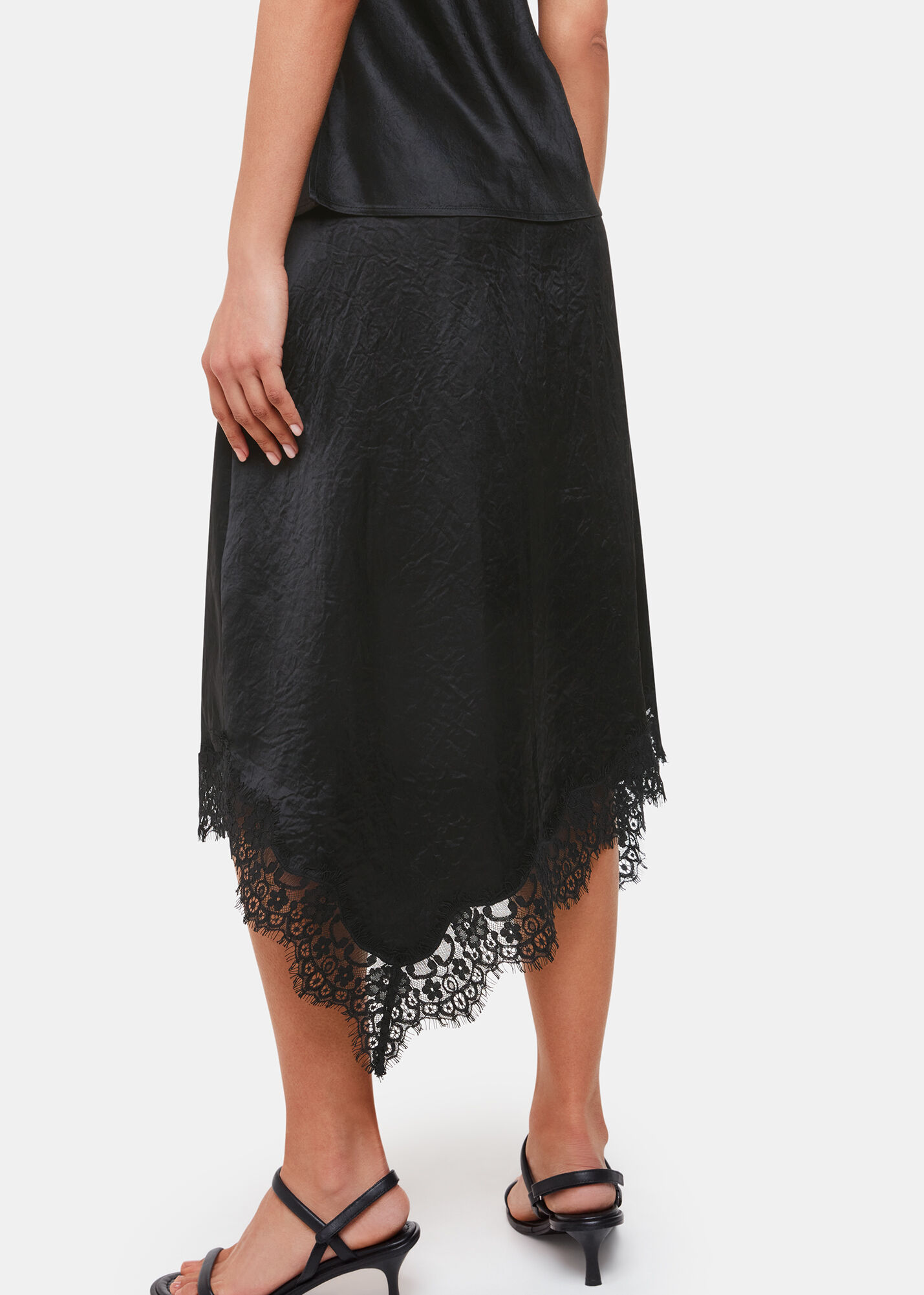 Black lace trim skirt discount