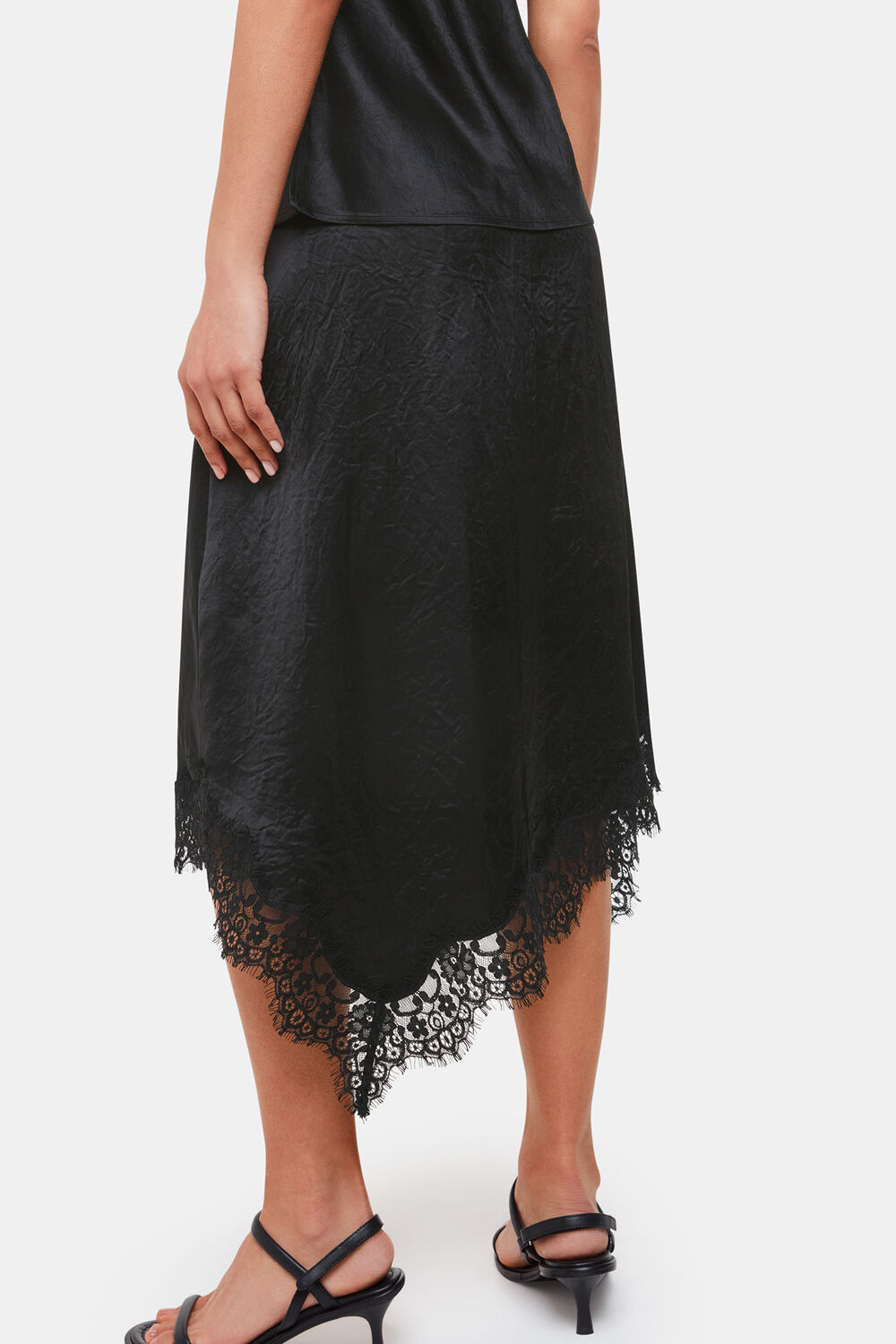 Lace Trim Midi Skirt