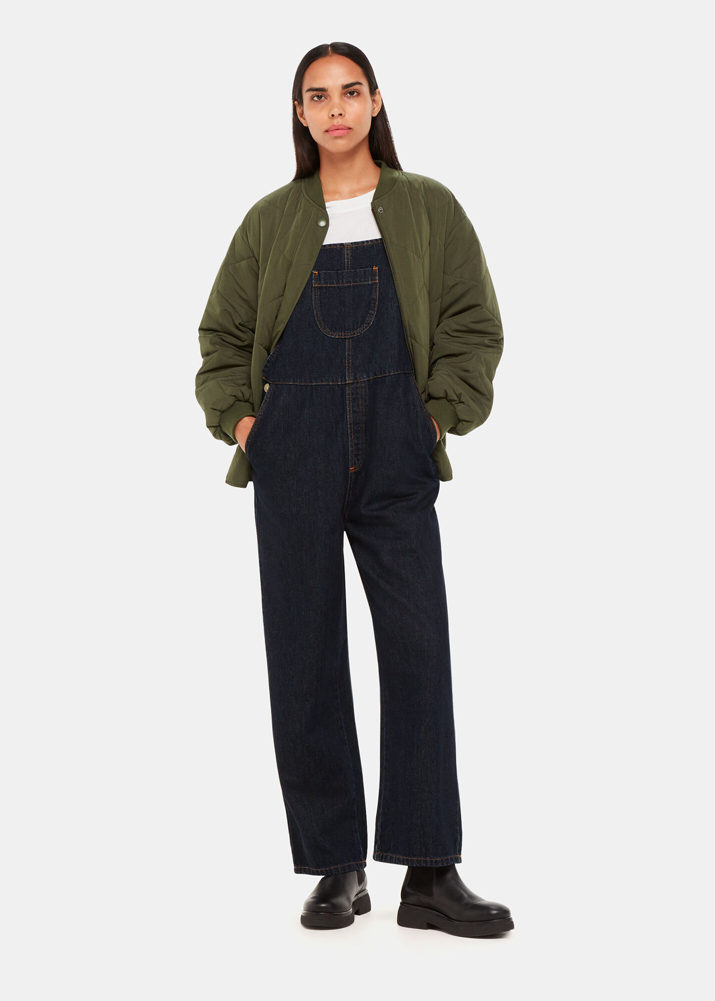 Dark Denim Leni Denim Dungaree WHISTLES
