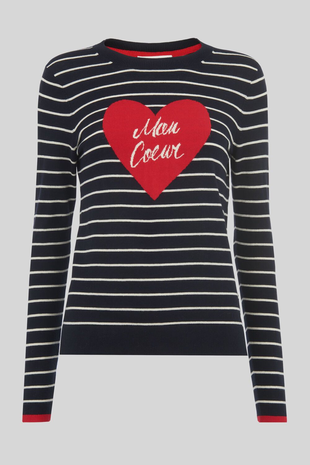 Whistles Mon Coeur Heart Stripe Knit