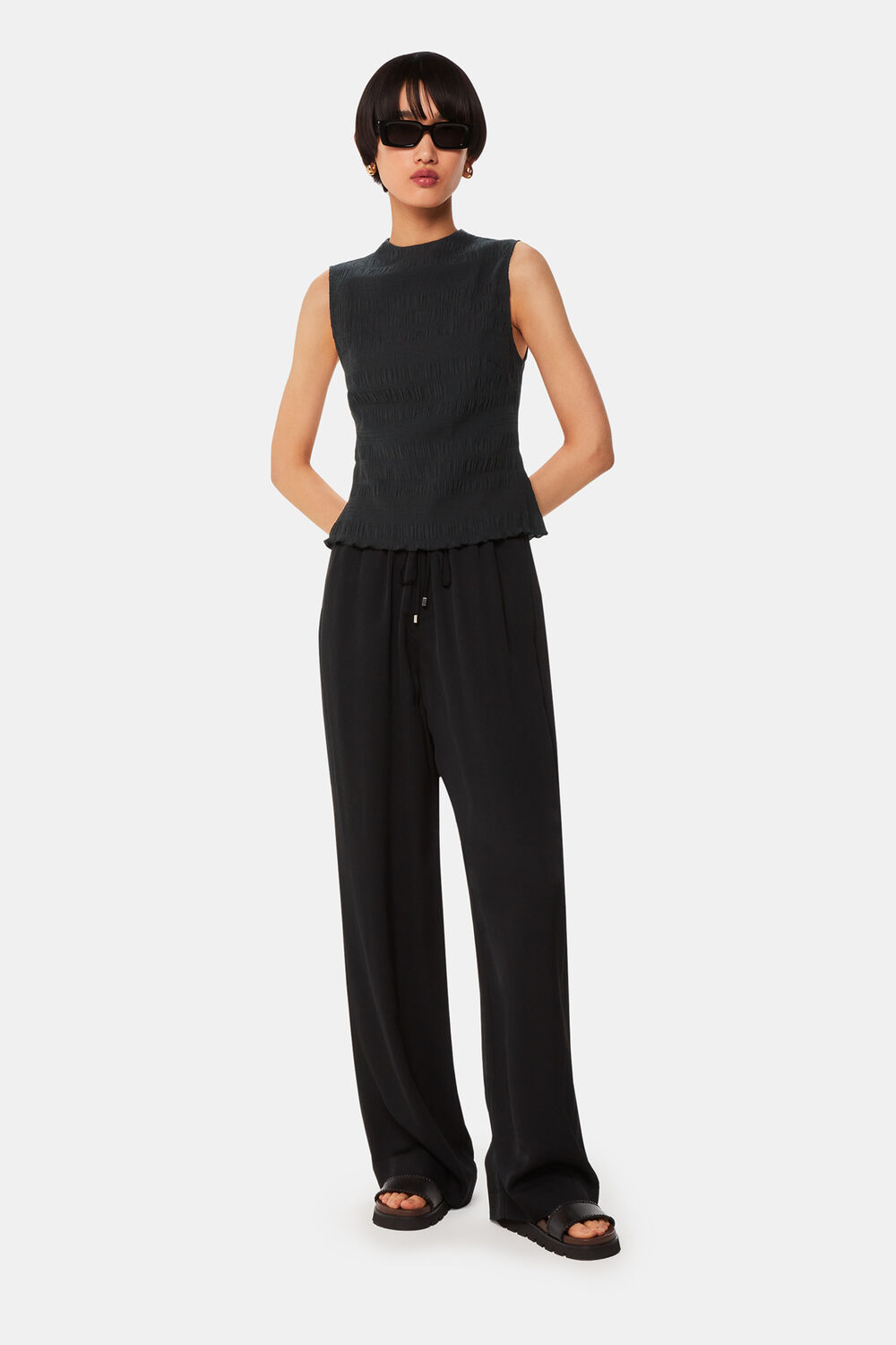 Plisse Sleeveless Top