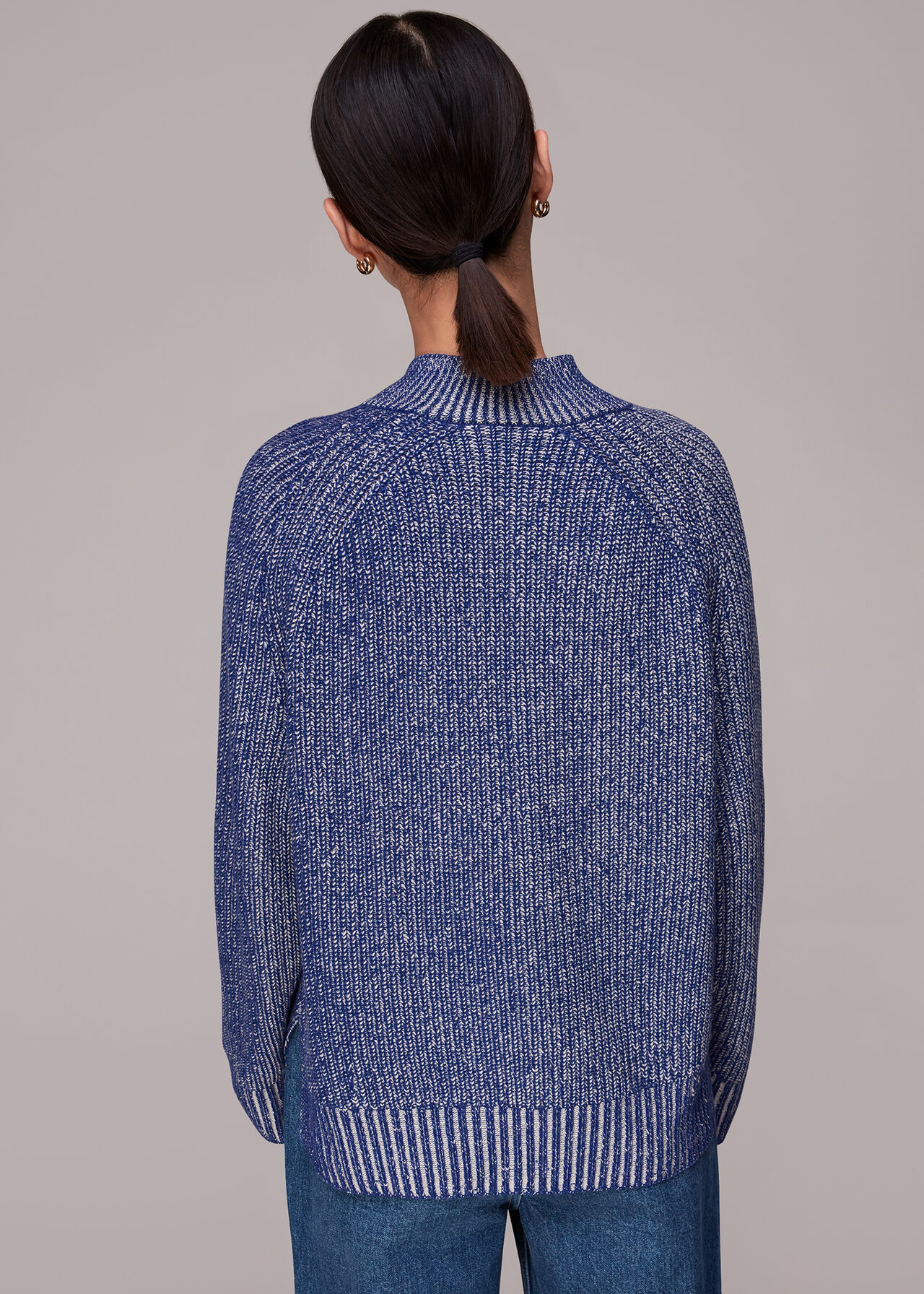 Plated Rib V Neck Jumper