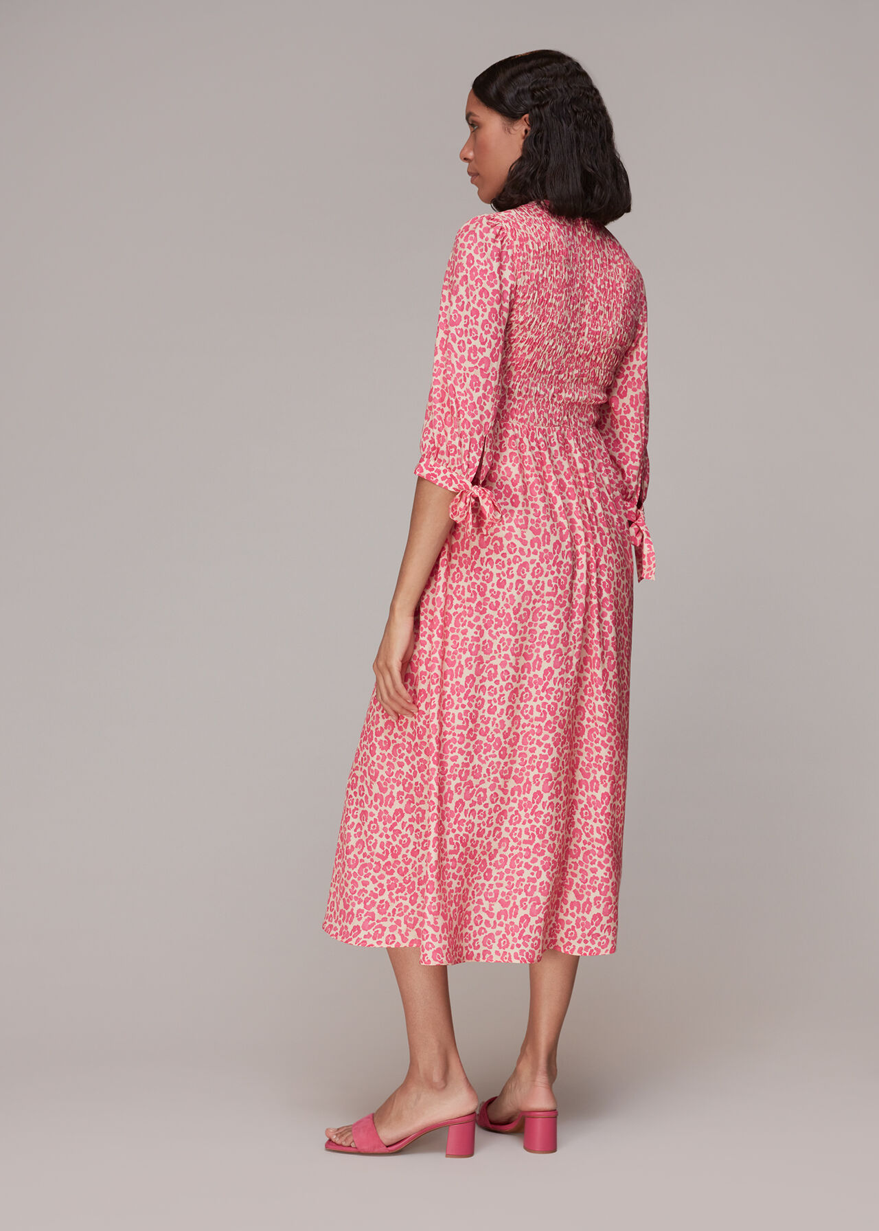 Cheetah Print Shirred Dress