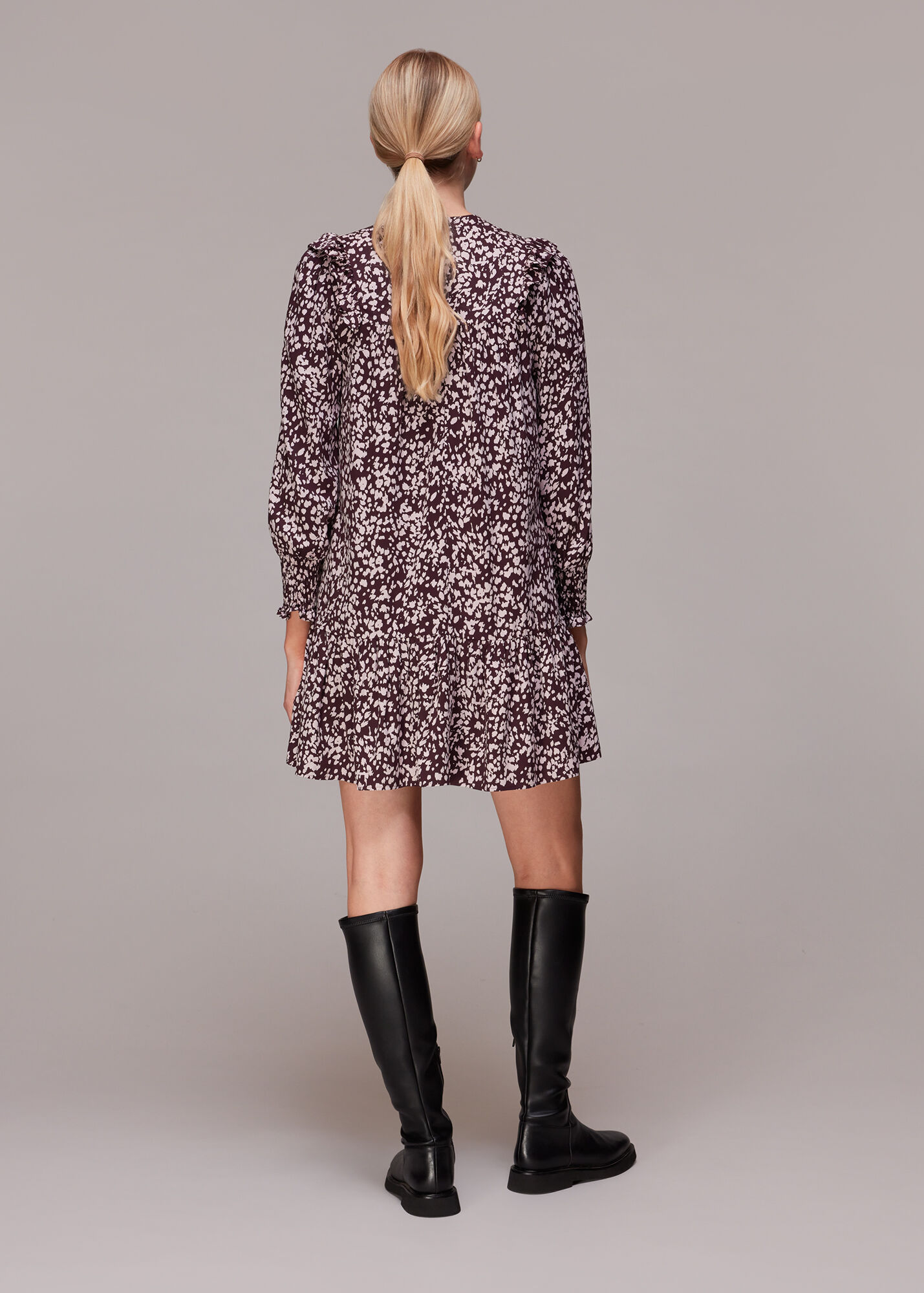 Burgundy/Multi Dashed Animal Flippy Dress WHISTLES Whistles US