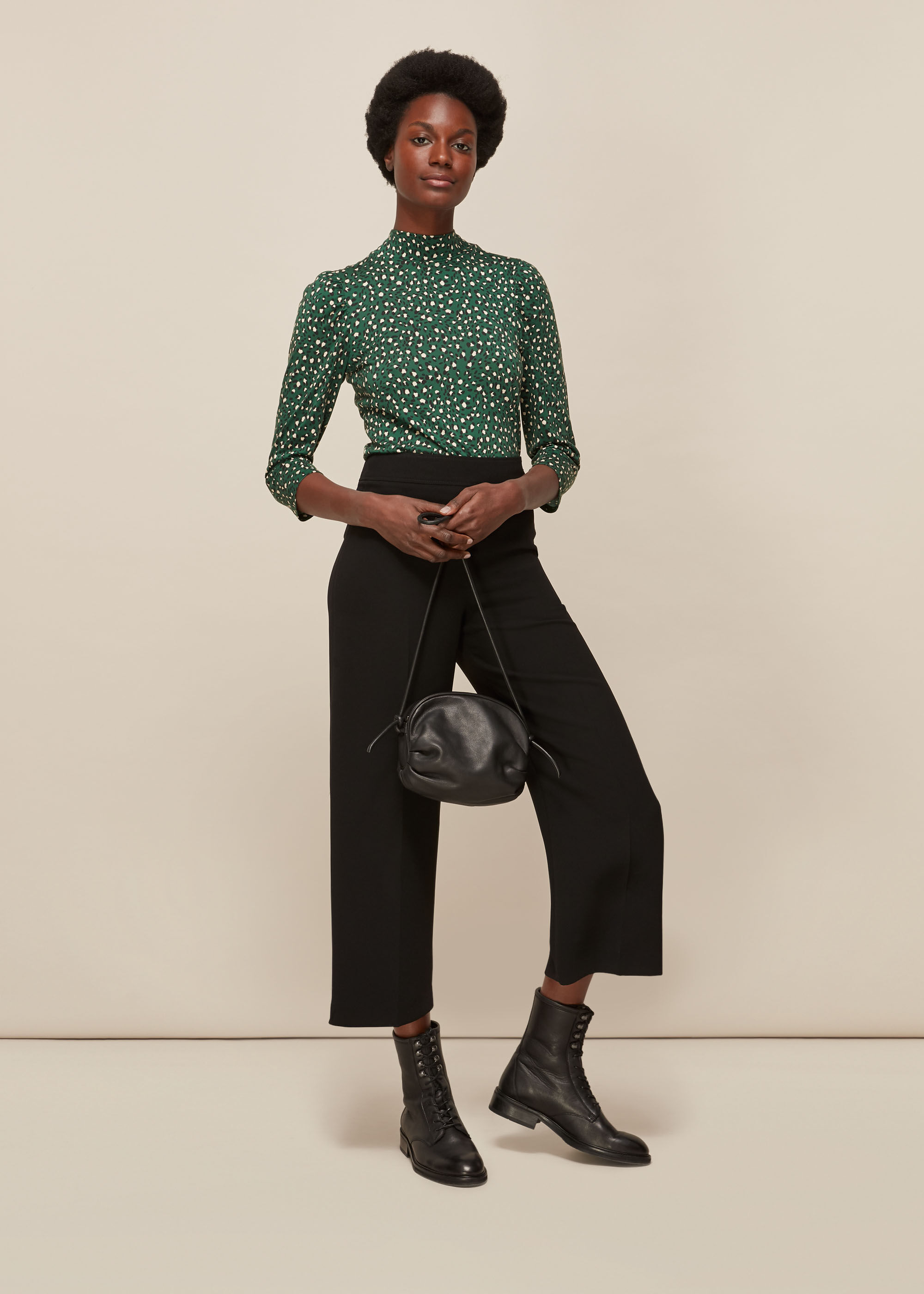 Leopard print high best sale neck blouse