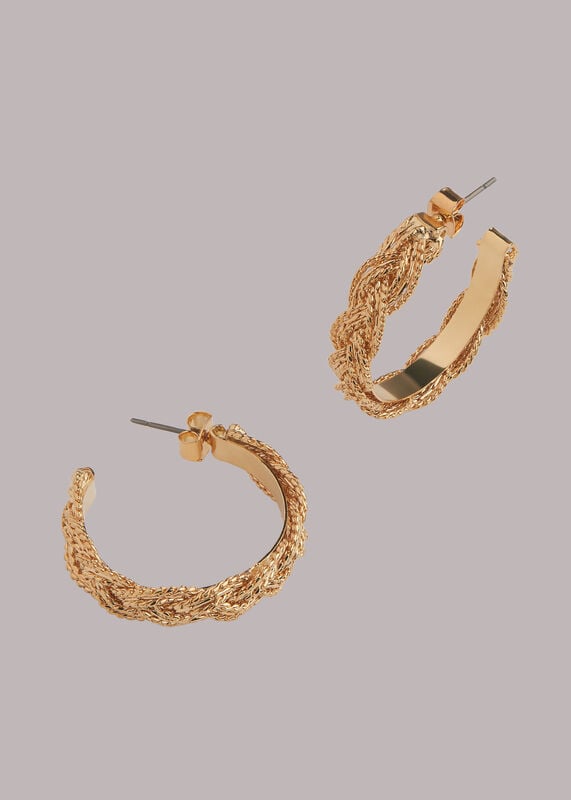 Gold Plaited Hoop Earring