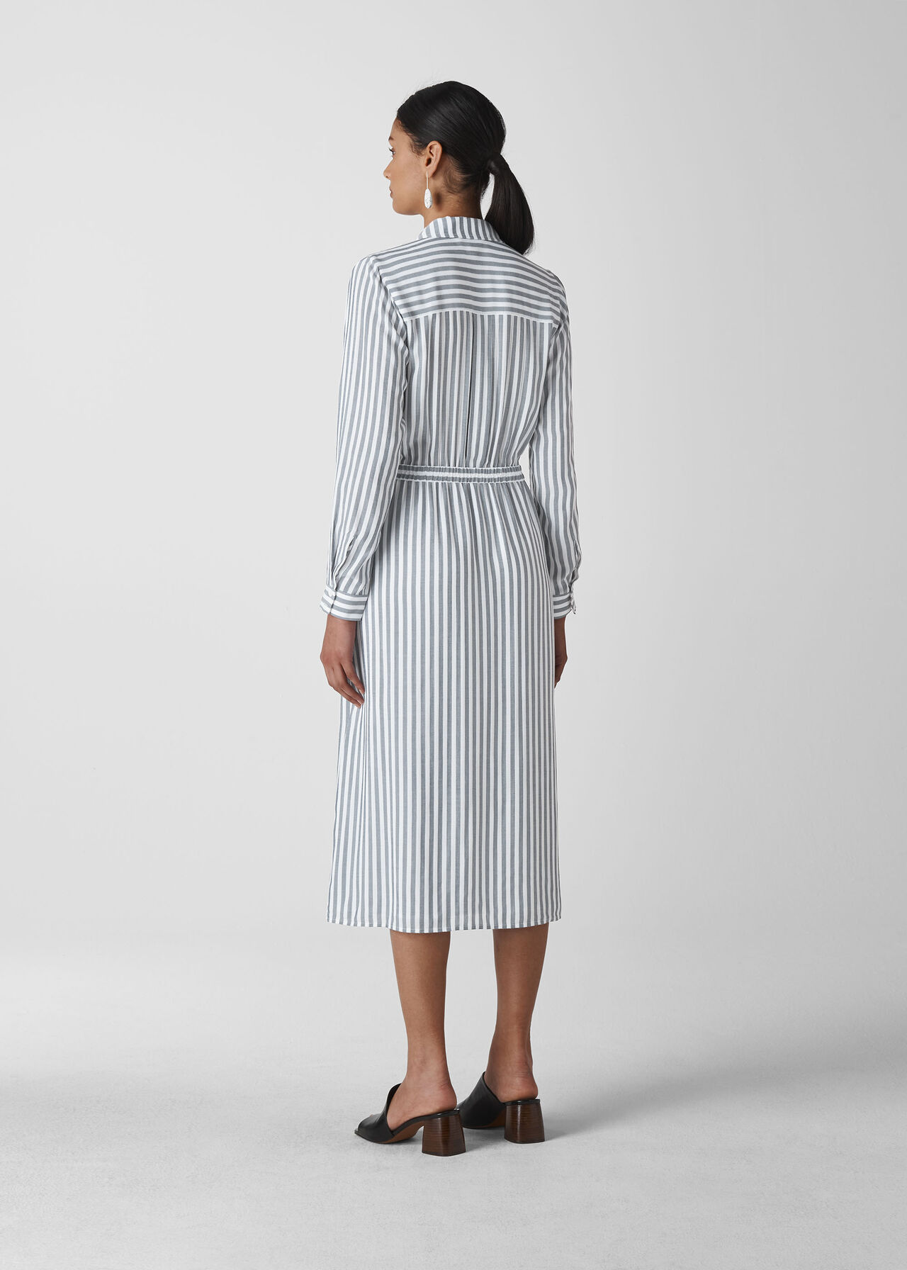 Stripe Wrap Shirt Dress Grey/Multi