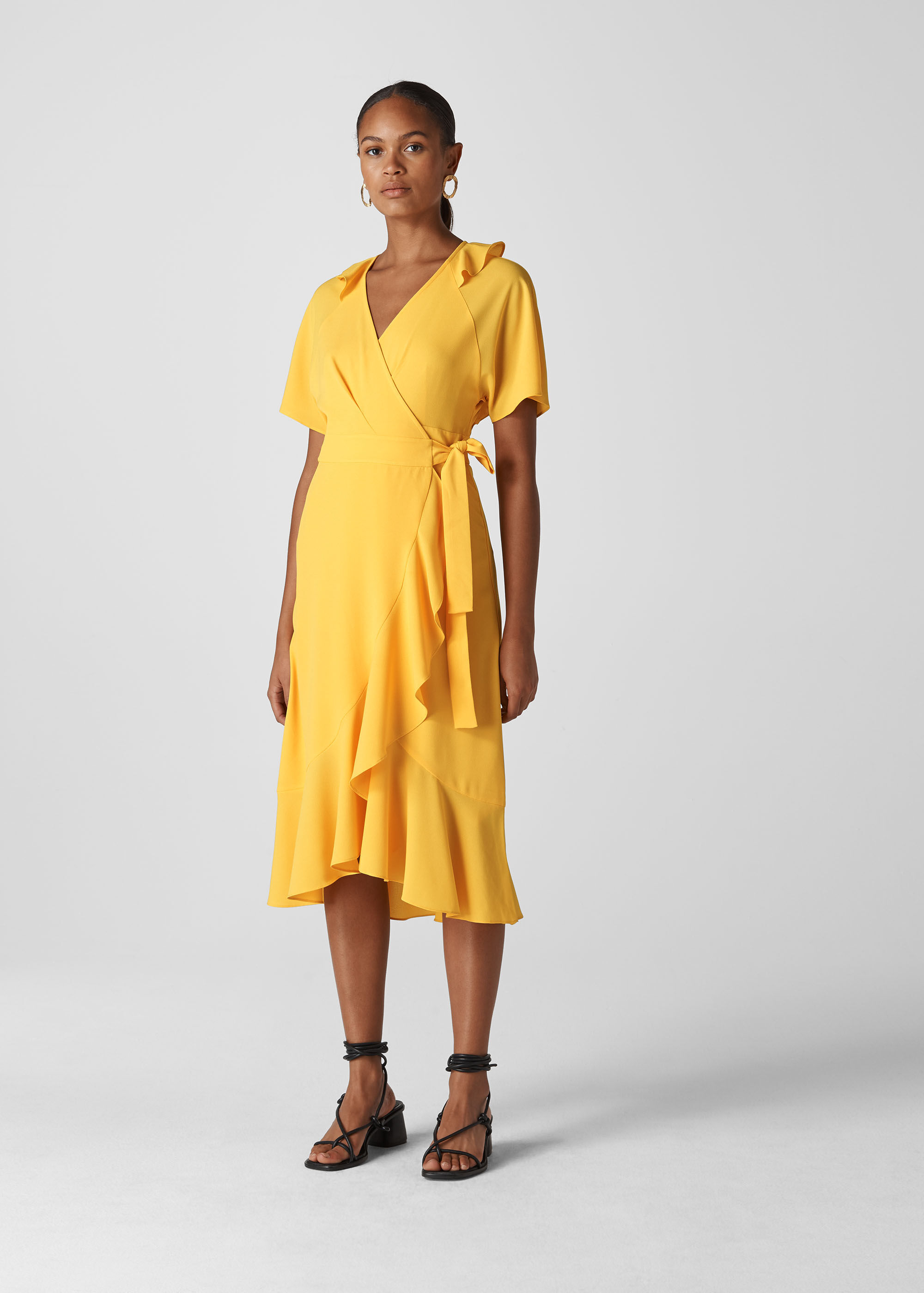 Yellow Abigail Frill Wrap Dress WHISTLES