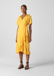 Abigail Frill Wrap Dress Yellow