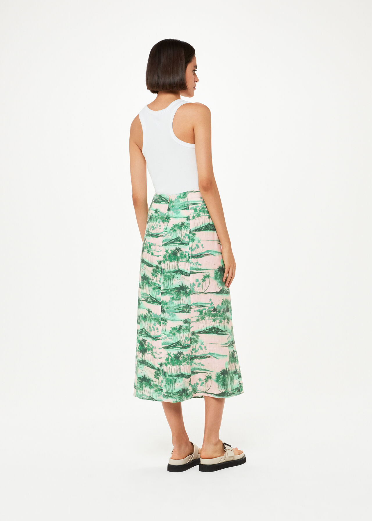 Waving Palms Button Skirt
