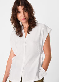 Button Down Tie Side Shirt