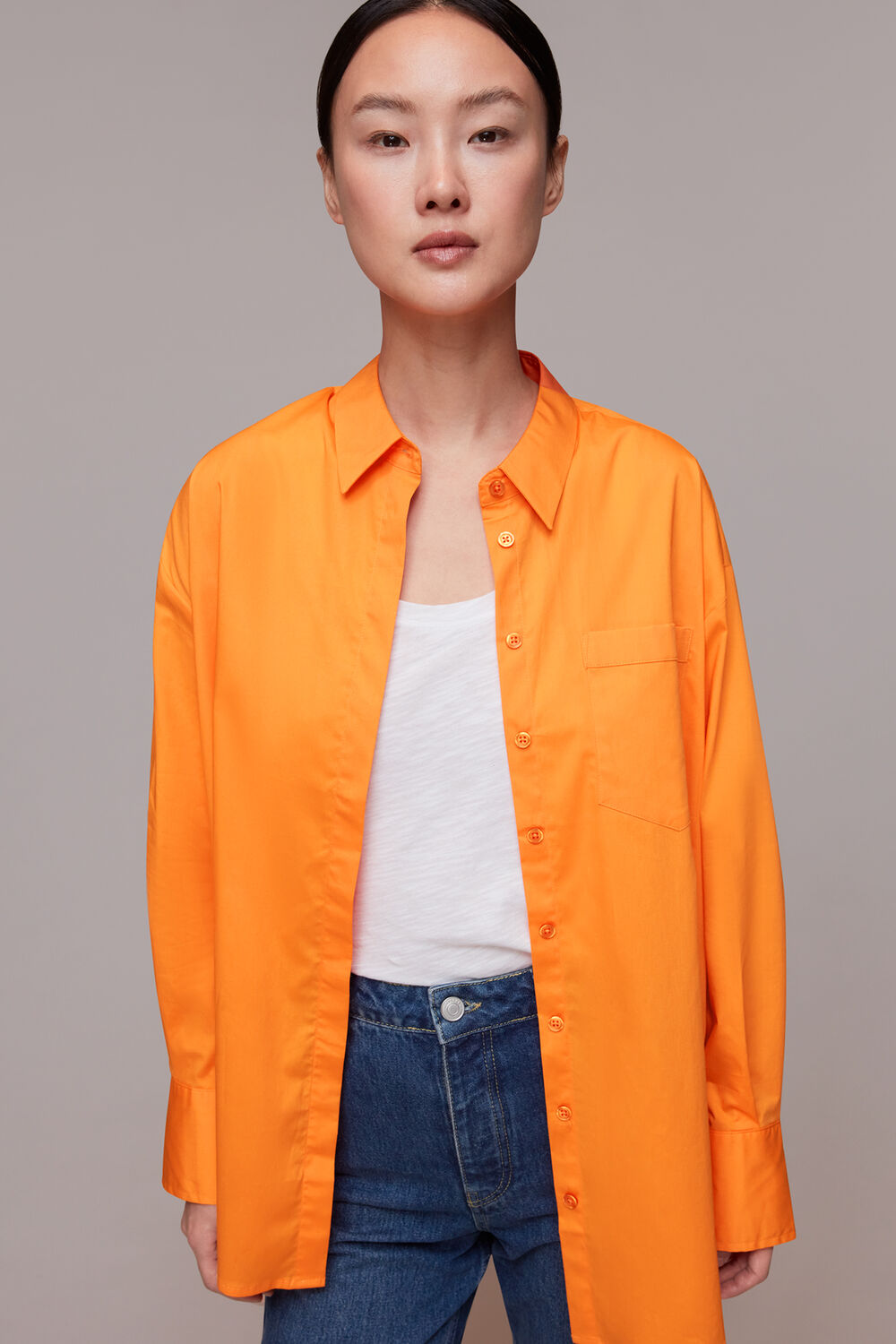 Orange Oversized Button Up Shirt