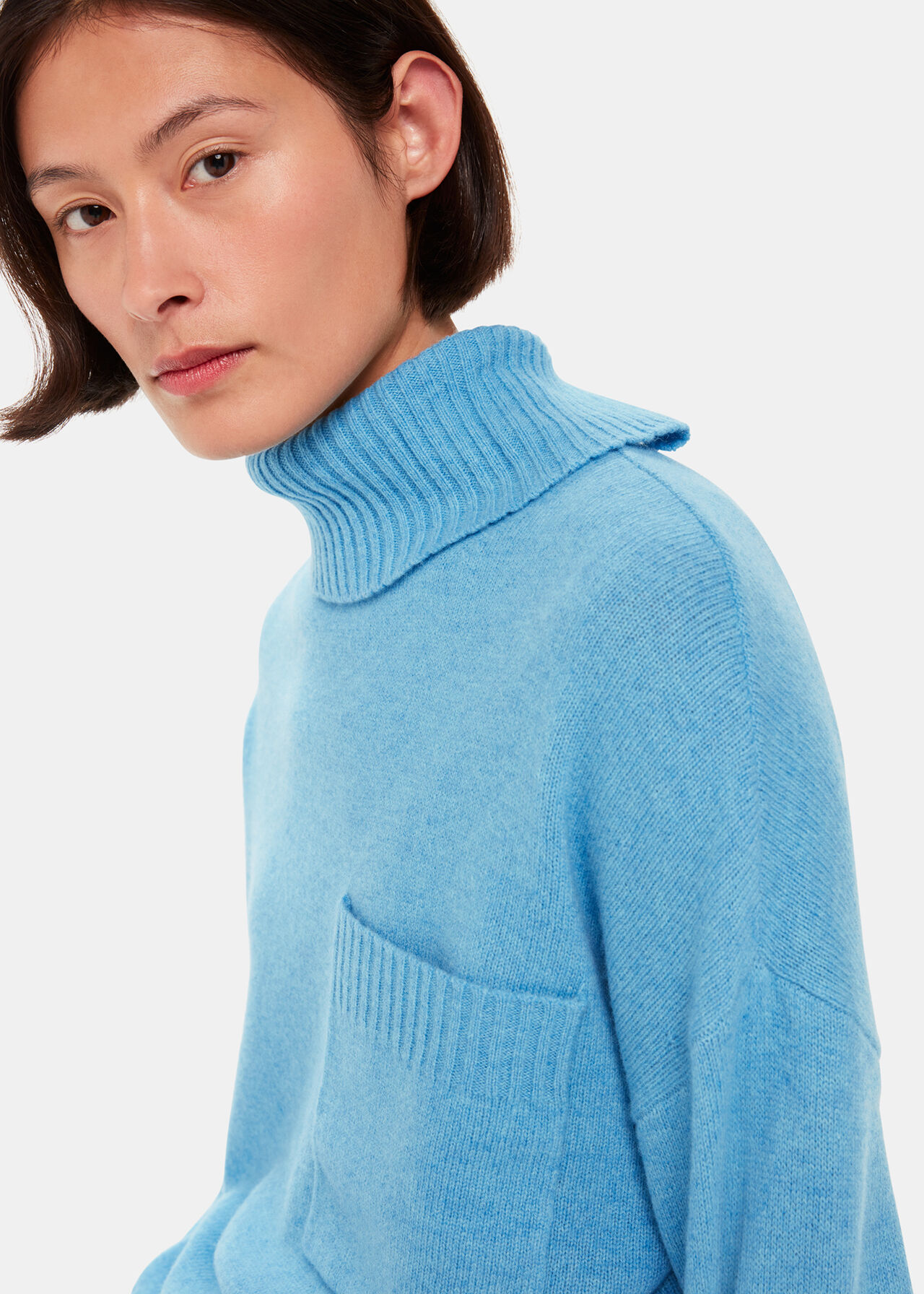 Wool Roll Neck Pocket Sweater