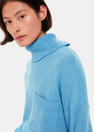 Wool Roll Neck Pocket Sweater