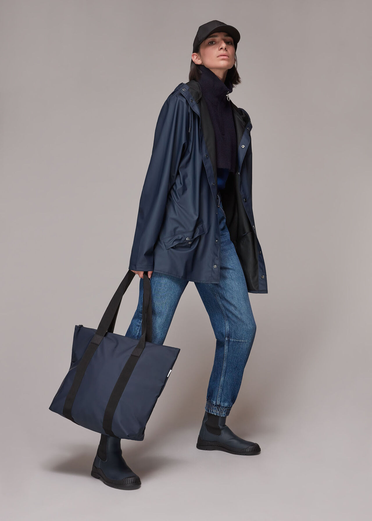 Navy Rains Tote Bag Rush, WHISTLES