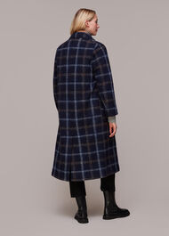 Wool Double Breast Check Coat