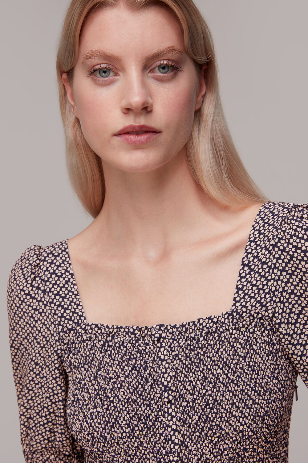 Clover Print Shirred Dress
