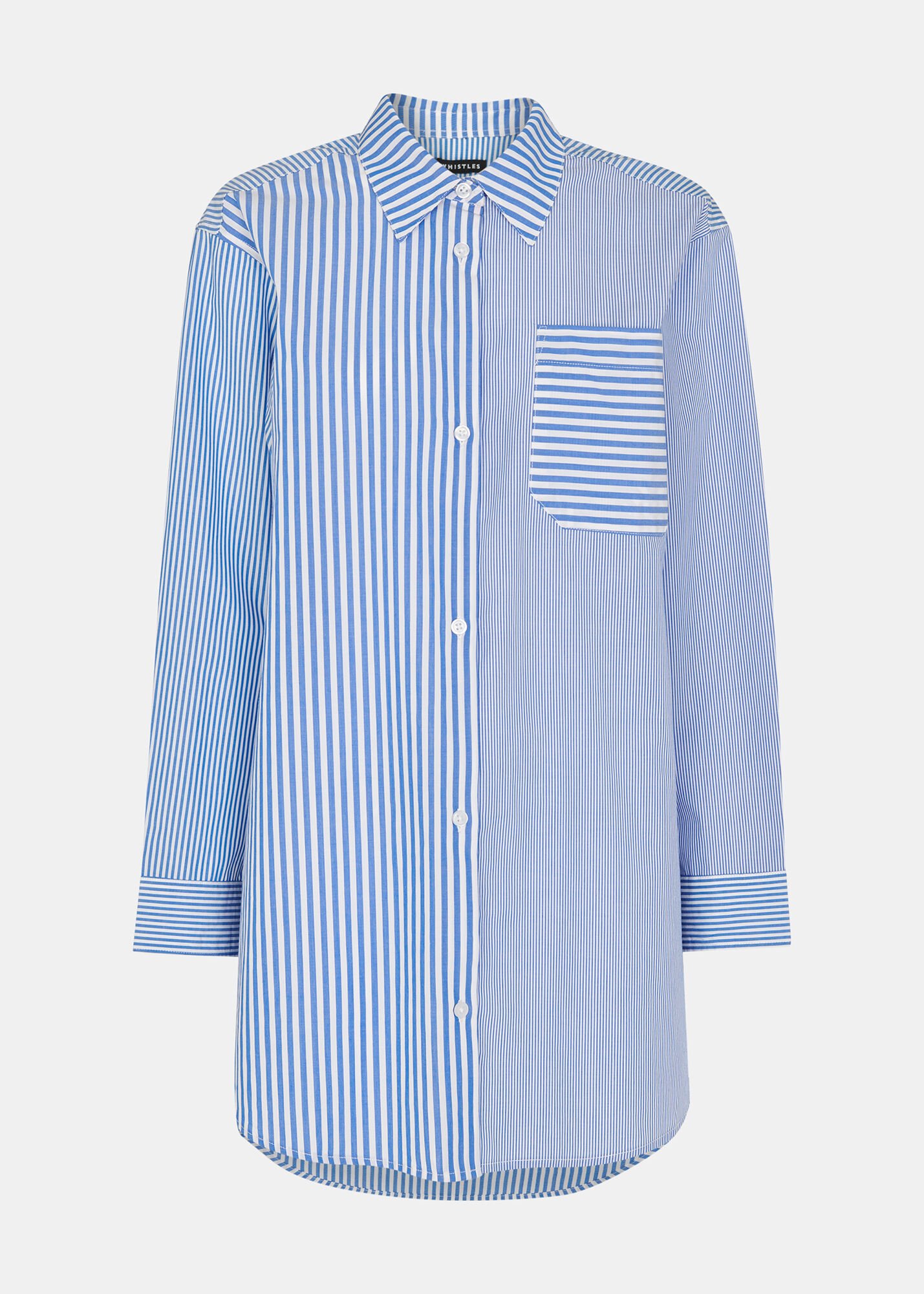 Whistles Blue Asymmetrical Striped Shirt | Oversized Fit