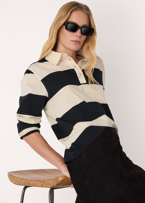 Ivory Stripe Polo Shirt