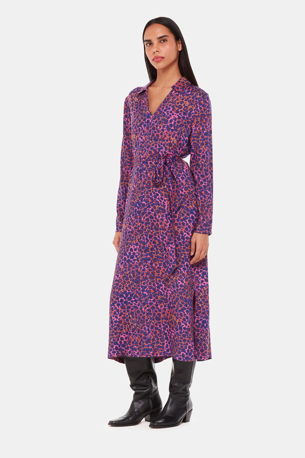 Mottled Leopard Midi Dress