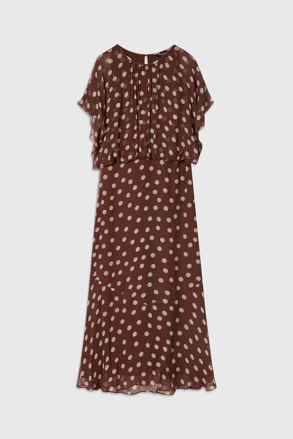 Brown Petite Polka Dot Print Midi Dress